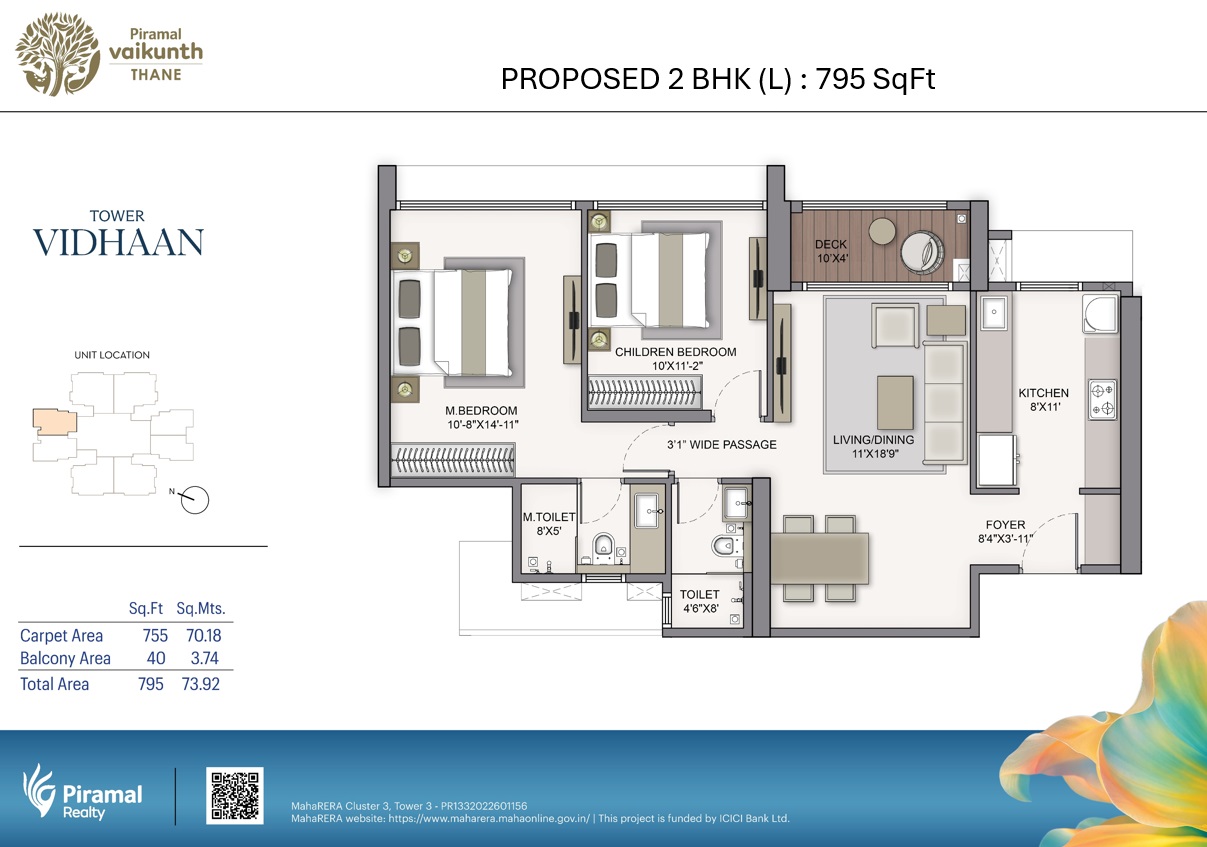 2 BHK (L) floor plan